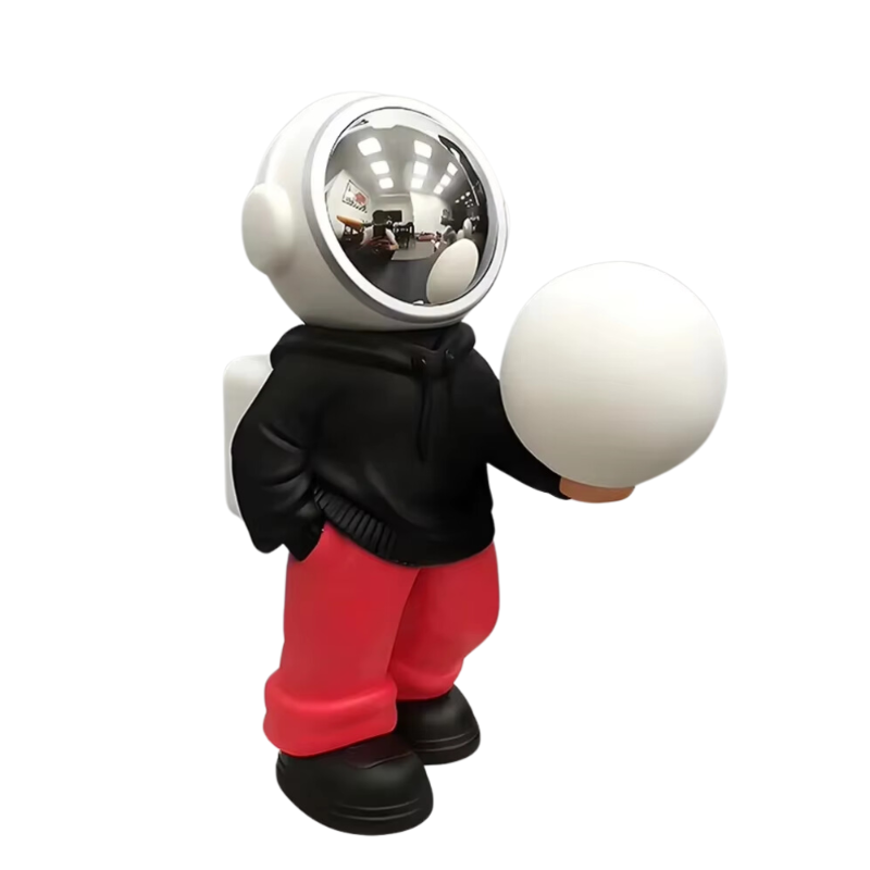 Holding The Romantic Moon (Black Top + Red Pants) Creative Astronaut Bluetooth Speaker With 3D Starry Sky Lighting Porta