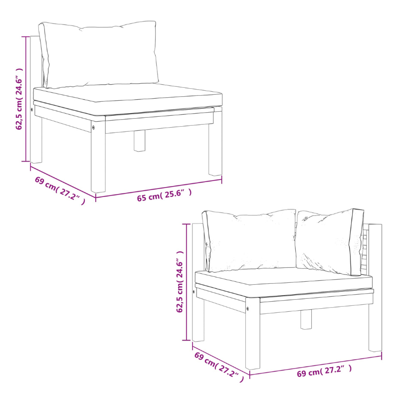 3 Seater Garden Sofa With Cream Cushion Solid Acacia Wood