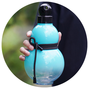 32Oz Inspired Gourd Water Plastic Blue Bottle Decorative Double Layer Flask With Calligraphy And Accessories