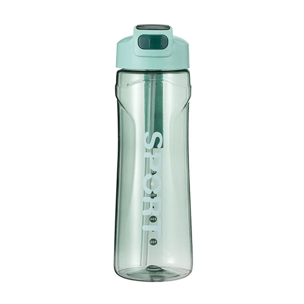 800Ml Green Sport Water Bottle With Straw Leak Proof Bpa Free Reusable Hydration Flask