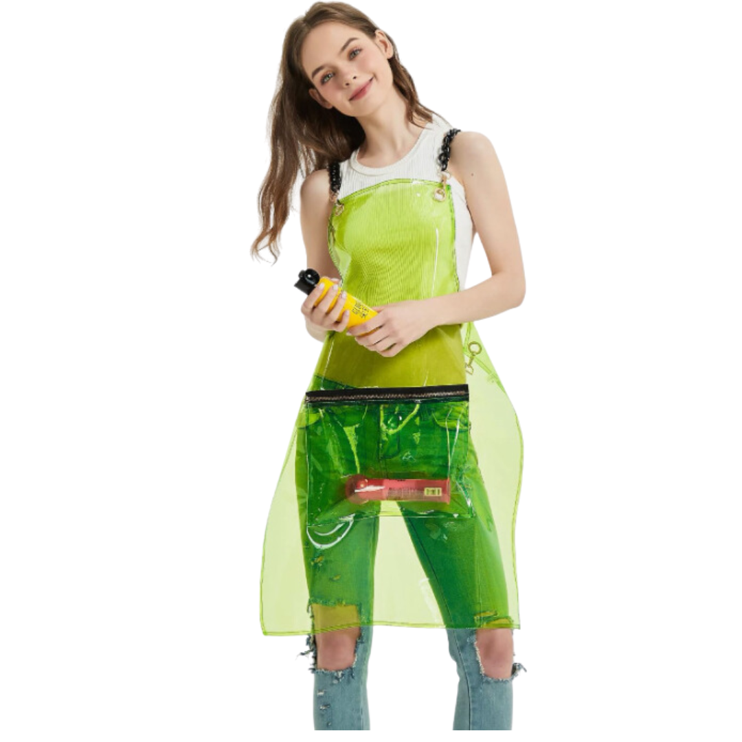 Salon Barber Apron Green With 3 Pockets Waterproof For Hair Stylist