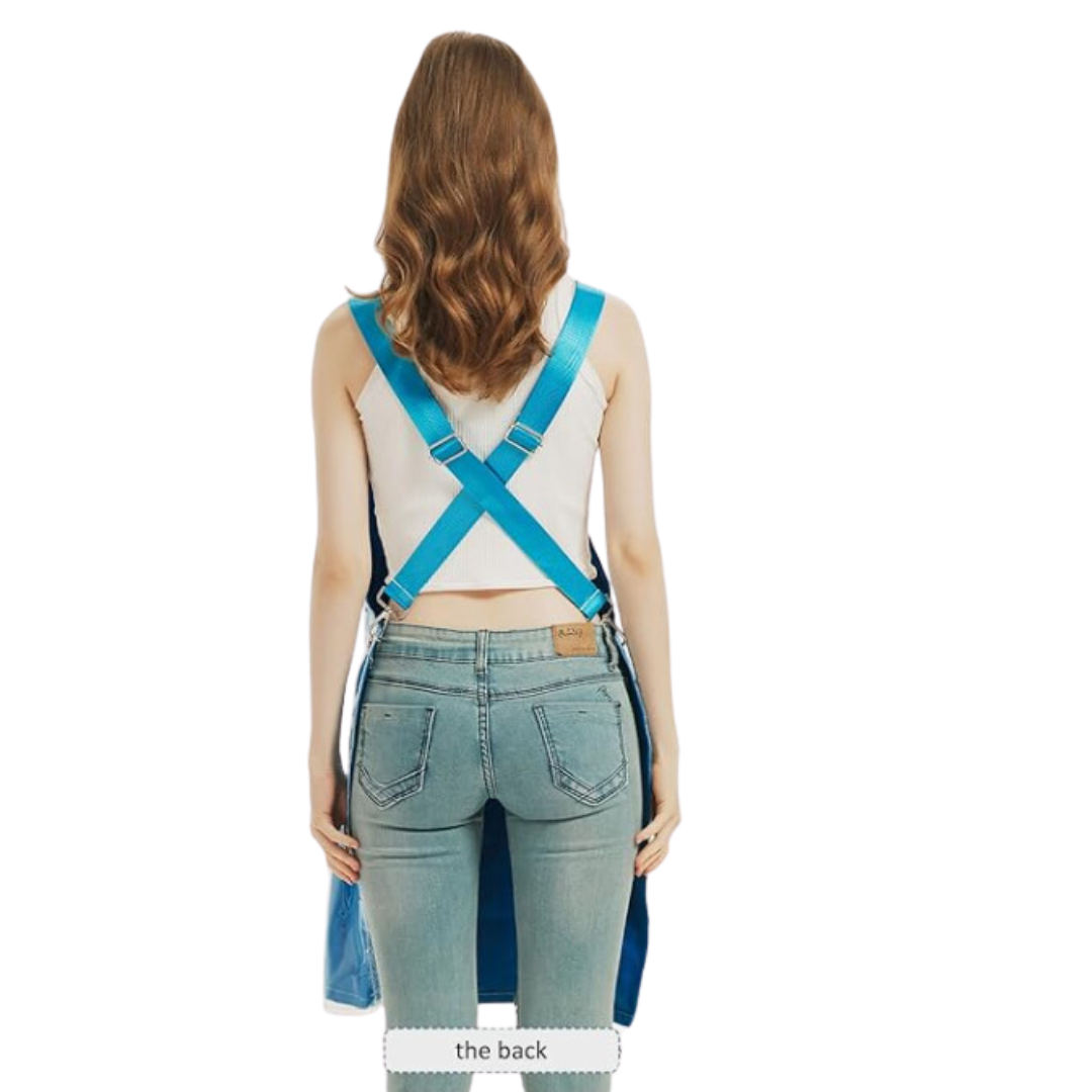 Kitchen Apron Blue Waterproof Oilproof Canvas Double Layer For Work Clothes