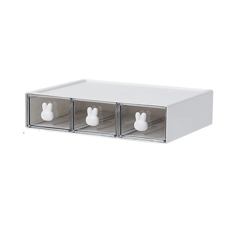 Storage Box Low Type 3 Grids Desktop Organizer For Office Cosmetic Use