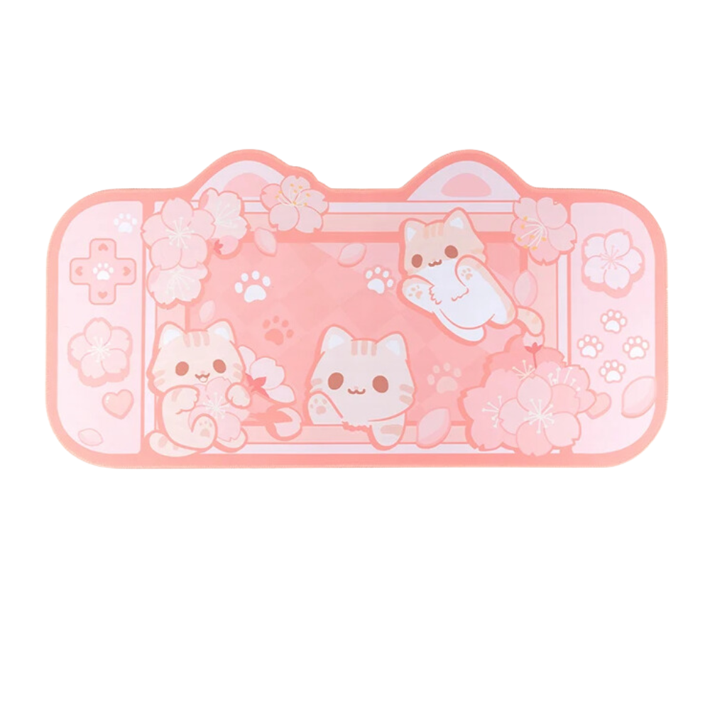Mouse Pad Pink Cat Gaming Mat Bunny Desk Rubber Protector For Computers
