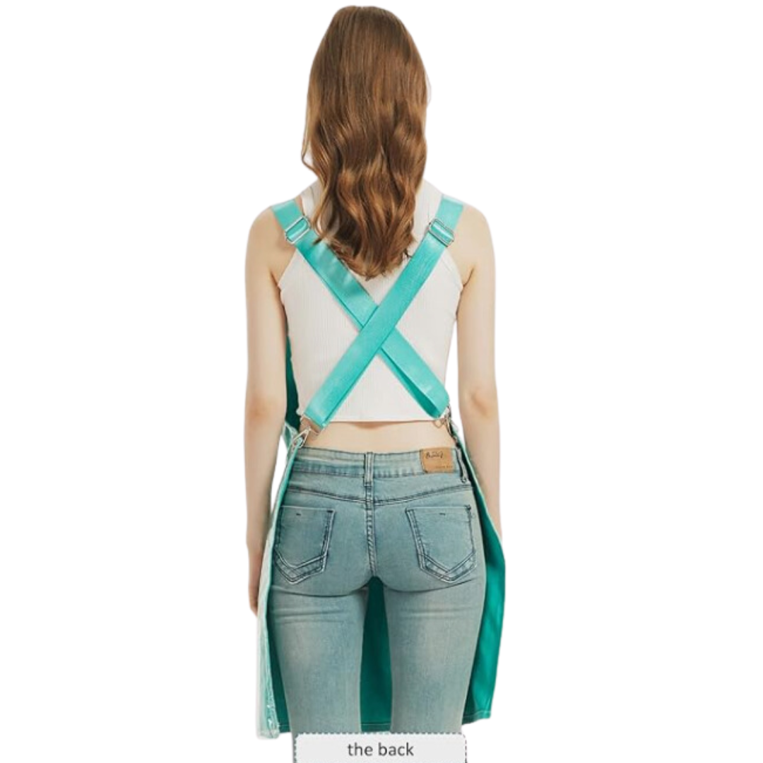 Kitchen Apron Sky Blue Waterproof Oilproof Canvas Double Layer For Work Clothes
