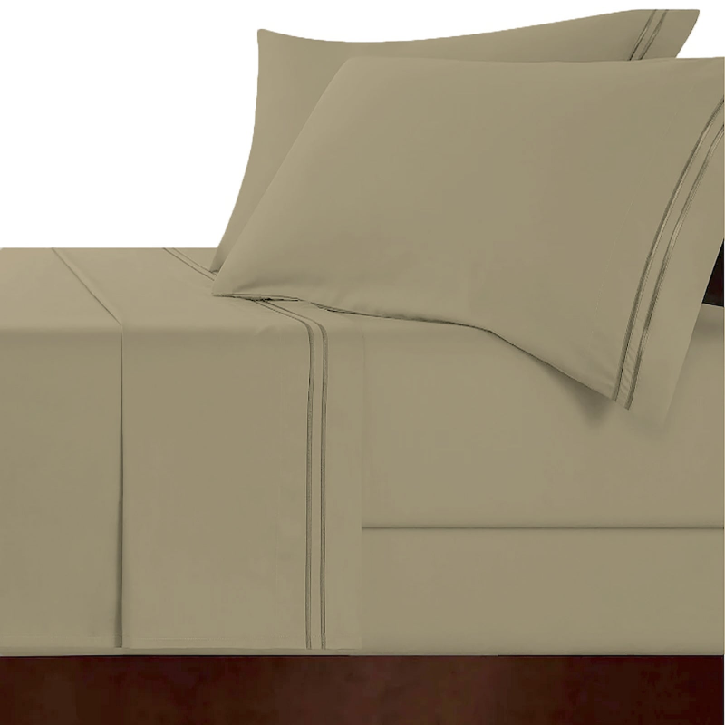 Strada Embroidered 1000 Tc Egyptian Cotton Taupe Split King Sheet Sets By Renee Taylor