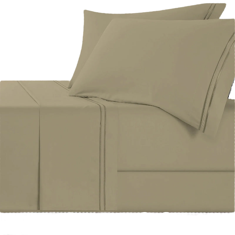 Strada Embroidered 1000 Tc Egyptian Cotton Taupe Split King Sheet Sets By Renee Taylor