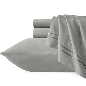 Strada Embroidered 1000 Tc Egyptian Cotton Silver Charcoal Deep Queen Sheet Sets By Renee Taylor