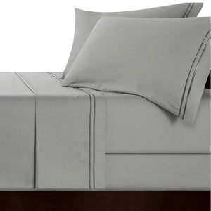 Strada Embroidered 1000 Tc Egyptian Cotton Silver Charcoal Deep Queen Sheet Sets By Renee Taylor