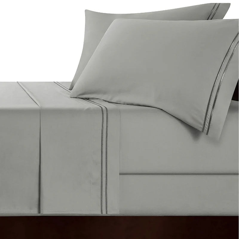 Strada Embroidered 1000 Tc Egyptian Cotton Silver Charcoal Super King Sheet Sets By Renee Taylor