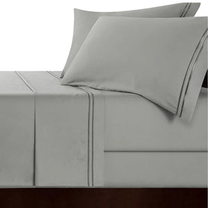 Strada Embroidered 1000 Tc Egyptian Cotton Silver Charcoal Split King Sheet Sets By Renee Taylor