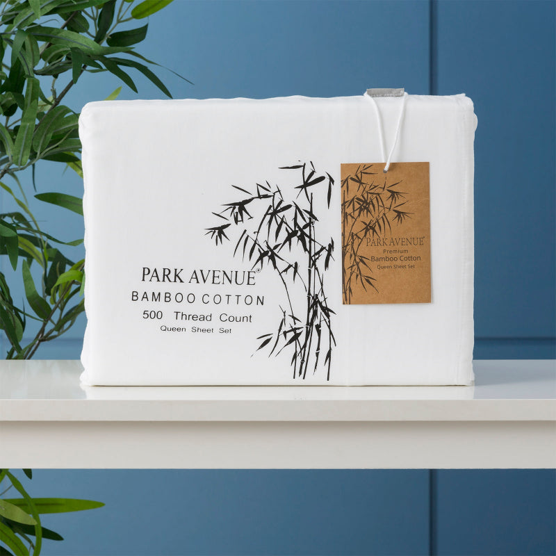 500 Tc Bamboo Cotton White Split Queen Sheet Set By Park Avenue