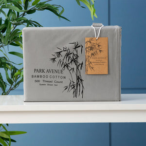 500 Tc Bamboo Cotton Charcoal Split Queen Sheet Set By Park Avenue