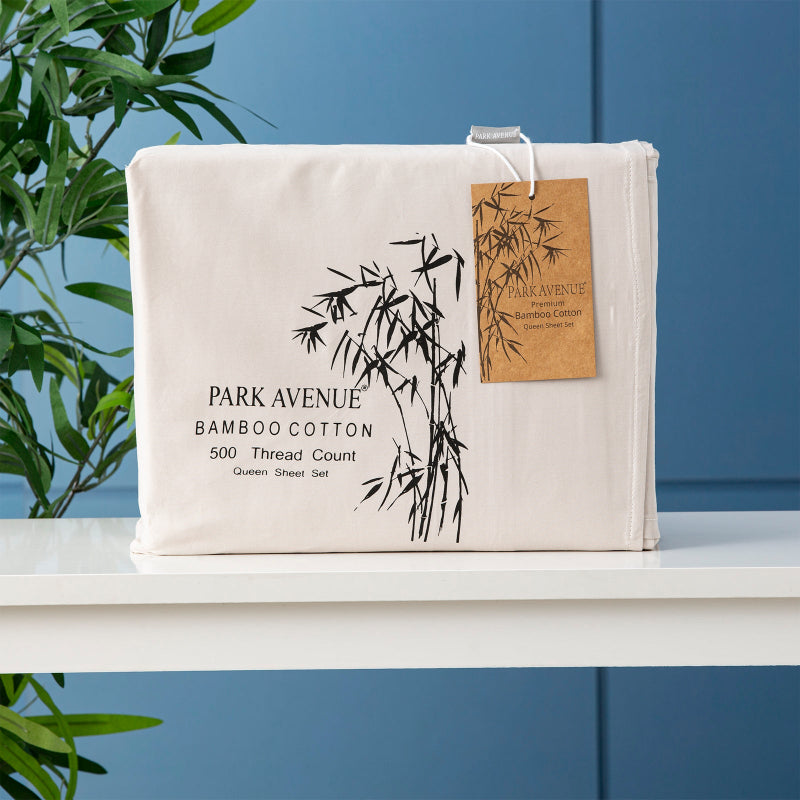 500 Tc Bamboo Cotton Dove Split Queen Sheet Set By Park Avenue