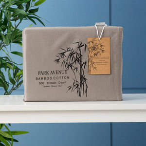 500 Tc Bamboo Cotton Pewter Split Queen Sheet Set By Park Avenue