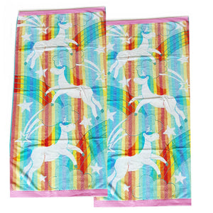 Renee Taylor 2 Pack Jacquard Velour Kids Beach Towel 75 X 150 Cms Unicorn