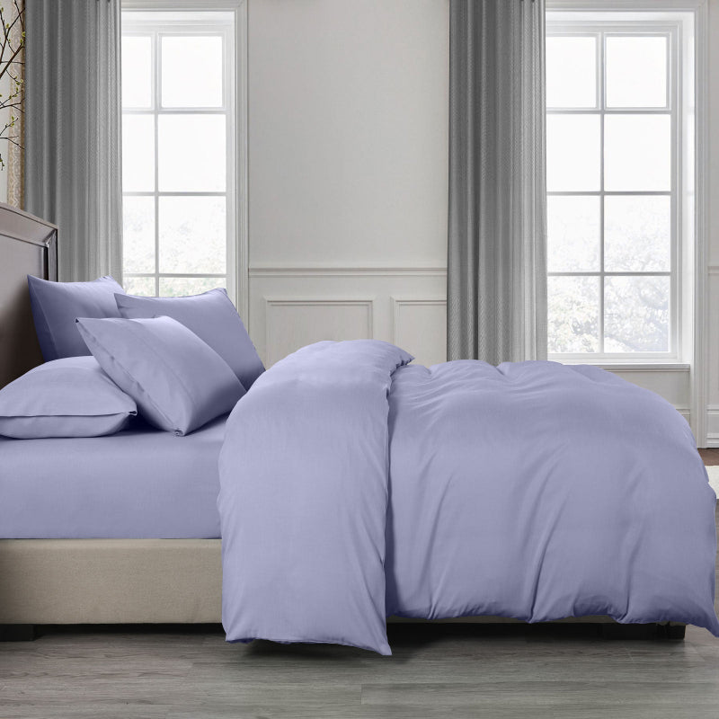 Royal Comfort 2000Tc 6 Piece Bamboo Sheet & Quilt Cover Set Cooling Breathable Queen Lilac Grey