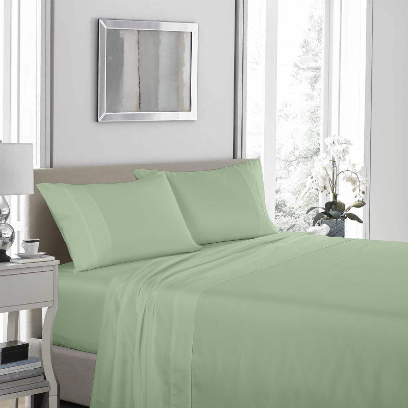 Royal Comfort 1200 Thread Count Sheet Set 4 Piece Ultra Soft Satin Weave Finish King Sage Green