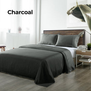 Royal Comfort Bamboo Blended Sheet & Pillowcases Set 1000Tc Ultra Soft Bedding King Charcoal