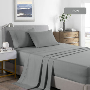 Royal Comfort 2000 Thread Count Bamboo Cooling Sheet Set Ultra Soft Bedding King Mid Grey