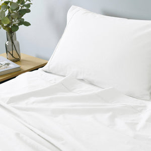 Royal Comfort Vintage Washed 100% Cotton Sheet Set Fitted Flat Pillowcases Queen White