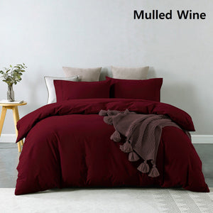 Royal Comfort Vintage Washed 100% Cotton Quilt Cover Set Bedding Ultra Soft Single Mulled Wine