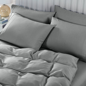 Royal Comfort 2000Tc 6 Piece Bamboo Sheet & Quilt Cover Set Cooling Breathable Double Grey