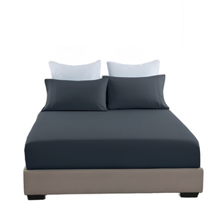 Royal Comfort 2000Tc 3 Piece Fitted Sheet And Pillowcase Set Bamboo Cooling Double Charcoal
