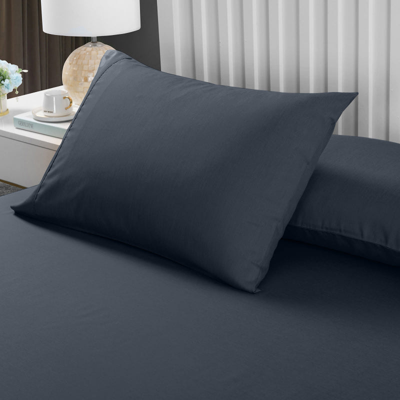 Royal Comfort 2000Tc 3 Piece Fitted Sheet And Pillowcase Set Bamboo Cooling Double Charcoal