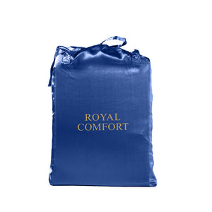 Royal Comfort Satin Sheet Set 3 Piece Fitted Pillowcase Soft Queen Navy Blue