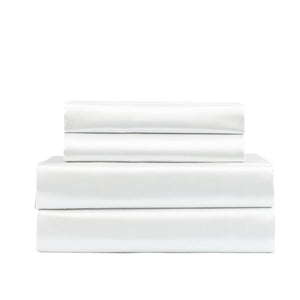 Royal Comfort Satin Sheet Set 4 Piece Fitted Flat Pillowcases King White