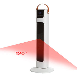 Pursonic Electric Ceramic Tower Heater Portable Oscillating Remote Control White