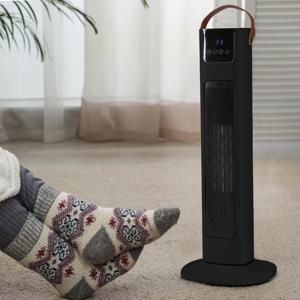 Pursonic Electric Ceramic Tower Heater Portable Oscillating Remote Control Black