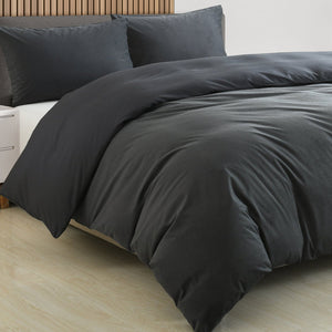 Royal Comfort Velvet Corduroy Quilt Cover Set Super Soft Luxurious Warmth King Charcoal