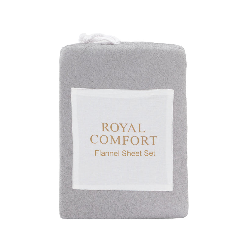 Royal Comfort Polar Fleece Flannel Sheet Set Ultra Soft Plush Cozy Single Grey