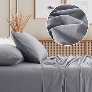 Royal Comfort Polar Fleece Flannel Sheet Set Ultra Soft Plush Cozy Single Grey