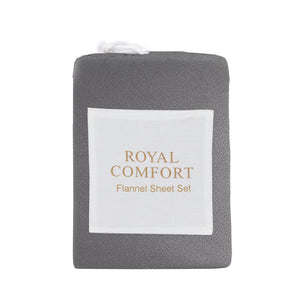 Royal Comfort Polar Fleece Flannel Sheet Set Ultra Soft Plush Cozy Single Charcoal