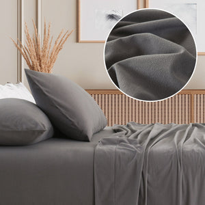 Royal Comfort Polar Fleece Flannel Sheet Set Ultra Soft Plush Cozy Single Charcoal