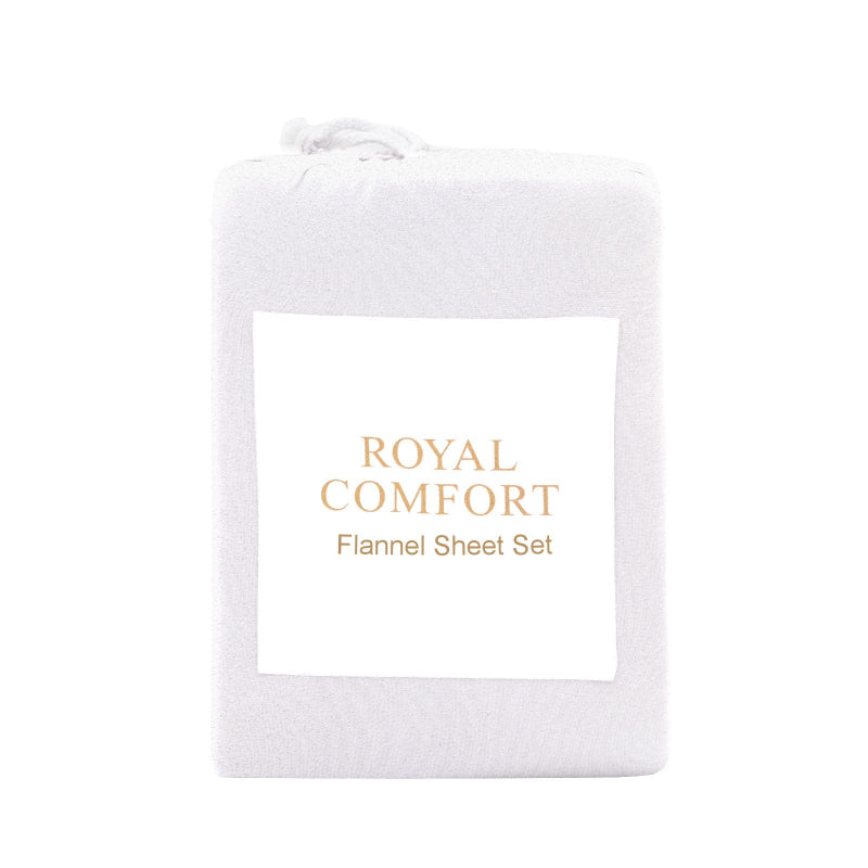 Royal Comfort Polar Fleece Flannel Sheet Set Ultra Soft Plush Cozy Double White