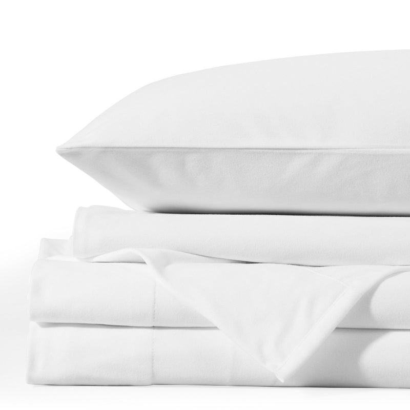 Royal Comfort Polar Fleece Flannel Sheet Set Ultra Soft Plush Cozy Double White