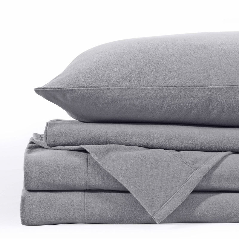 Royal Comfort Polar Fleece Flannel Sheet Set Ultra Soft Plush Cozy Double Grey