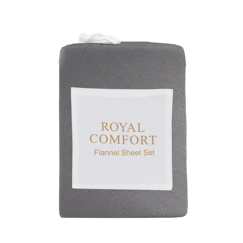 Royal Comfort Polar Fleece Flannel Sheet Set Ultra Soft Plush Cozy Double Charcoal