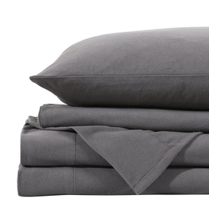 Royal Comfort Polar Fleece Flannel Sheet Set Ultra Soft Plush Cozy Double Charcoal