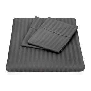 1200 Thread Count 100% Egyptian Cotton Sheet Set Stripe Hotel Grade Double Size Charcoal