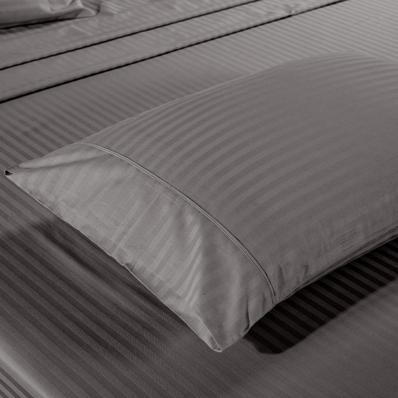 1200 Thread Count 100% Egyptian Cotton Sheet Set Stripe Hotel Grade Double Size Charcoal