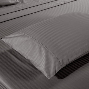 1200 Thread Count 100% Egyptian Cotton Sheet Set Stripe Hotel Grade Double Size Charcoal