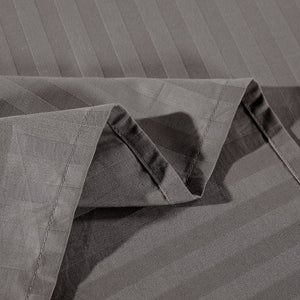 1200 Thread Count 100% Egyptian Cotton Sheet Set Stripe Hotel Grade Double Size Charcoal
