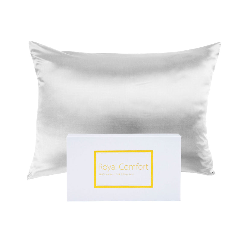 Royal Comfort Pure Silk Pillow Case 100% Mulberry Hypoallergenic Pillowcase Silver