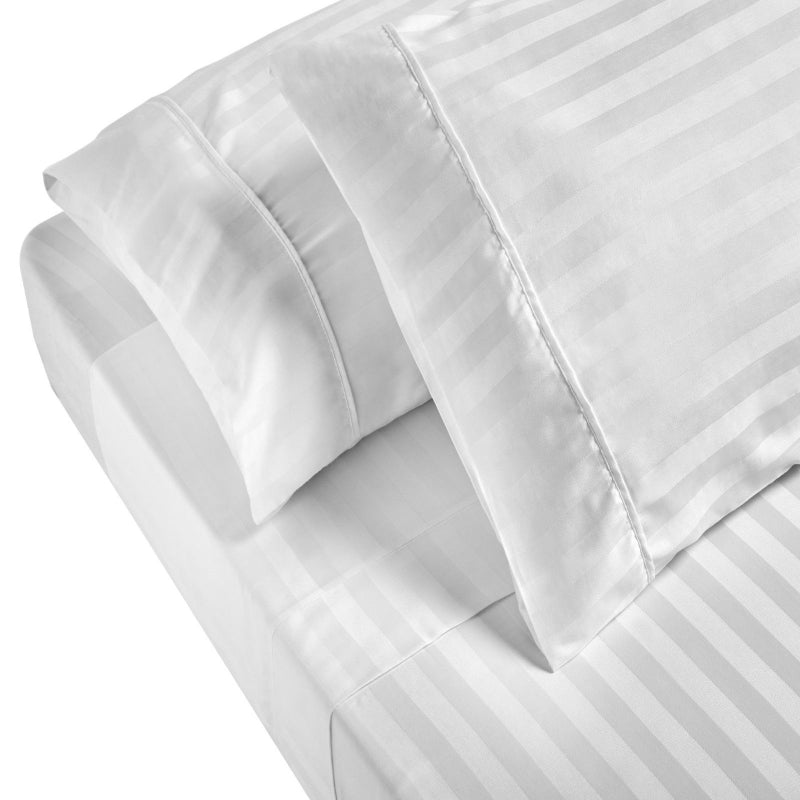 Royal Comfort 1200Tc Sheet Set Damask Cotton Blend Ultra Soft Sateen Bedding Queen White