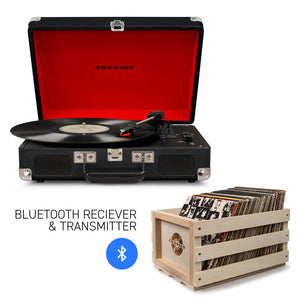 Crosley Cruiser Black Bluetooth Turntable & Record Storage Crate